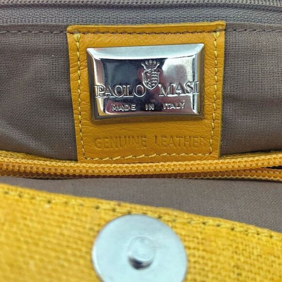 Vintage Paolo Massi Mustard Yellow Leather Floral Handbag - Picture 3 of 4